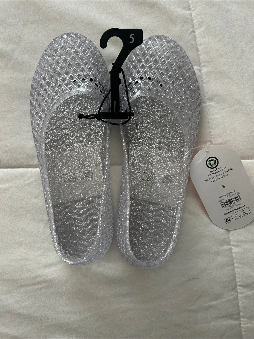 wonder nation Clear Silver Glitter Jelly Slip-On Mules - Girls